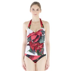 Star Of Bethlehem Star Red Halter Swimsuit by Amaryn4rt