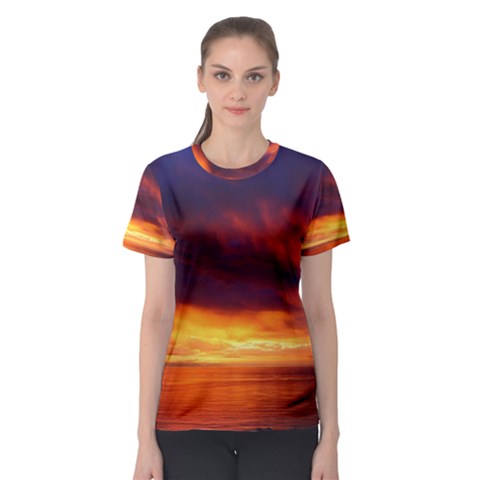 Sunset The Pacific Ocean Evening Women s Sport Mesh Tee by Amaryn4rt