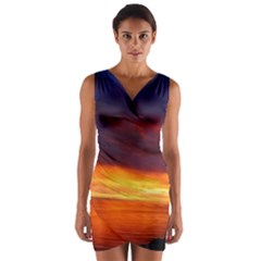 Sunset The Pacific Ocean Evening Wrap Front Bodycon Dress