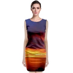 Sunset The Pacific Ocean Evening Sleeveless Velvet Midi Dress