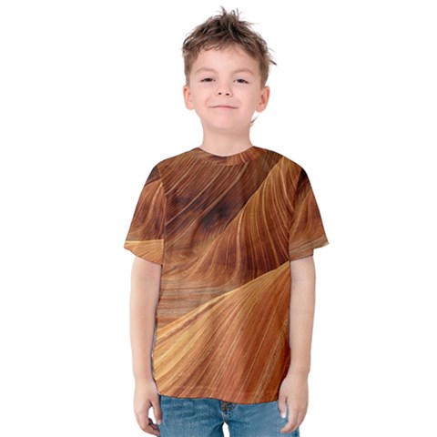 Sandstone The Wave Rock Nature Red Sand Kids  Cotton Tee by Amaryn4rt