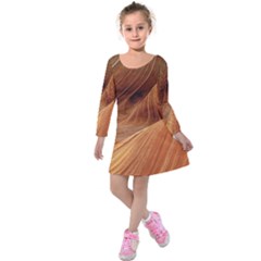 Sandstone The Wave Rock Nature Red Sand Kids  Long Sleeve Velvet Dress