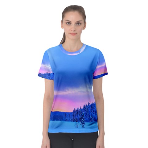 Winter Landscape Snow Forest Trees Women s Sport Mesh Tee by Amaryn4rt