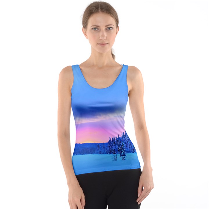 Winter Landscape Snow Forest Trees Tank Top