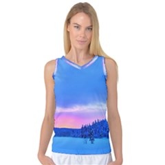 Winter Landscape Snow Forest Trees Women s Basketball Tank Top