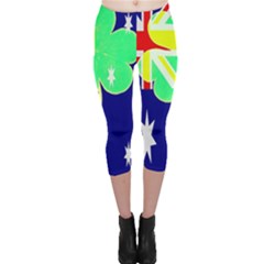 St  Patrick Australia And Ireland Irish Shamrock Australian Country Flag  Capri Leggings  by yoursparklingshop