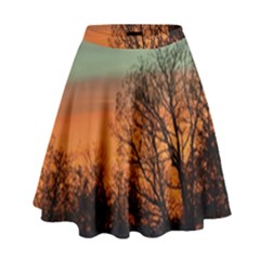 Twilight Sunset Sky Evening Clouds High Waist Skirt by Amaryn4rt