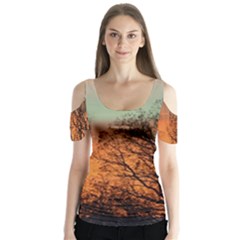 Twilight Sunset Sky Evening Clouds Butterfly Sleeve Cutout Tee 