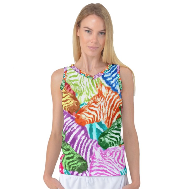 Zebra Colorful Abstract Collage Women s Basketball Tank Top