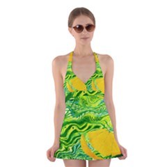 Zitro Abstract Sour Texture Food Halter Swimsuit Dress