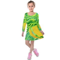 Zitro Abstract Sour Texture Food Kids  Long Sleeve Velvet Dress by Amaryn4rt