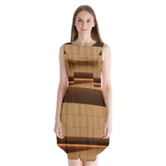 Architecture Art Boxes Brown Sleeveless Chiffon Dress  