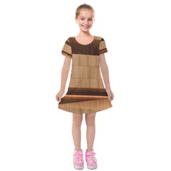 Architecture Art Boxes Brown Kids  Short Sleeve Velvet Dress by Amaryn4rt