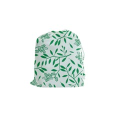 Leaves Foliage Green Wallpaper Drawstring Pouches (small)  by Amaryn4rt