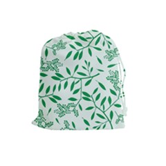 Leaves Foliage Green Wallpaper Drawstring Pouches (large) 