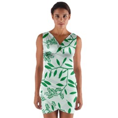 Leaves Foliage Green Wallpaper Wrap Front Bodycon Dress