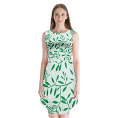 Leaves Foliage Green Wallpaper Sleeveless Chiffon Dress  