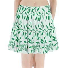 Leaves Foliage Green Wallpaper Pleated Mini Skirt