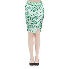 Leaves Foliage Green Wallpaper Midi Wrap Pencil Skirt