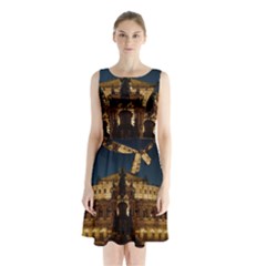 Dresden Semper Opera House Sleeveless Chiffon Waist Tie Dress