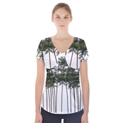 Bamboo Plant Wellness Digital Art Short Sleeve Front Detail Top