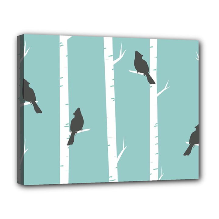 Birds Trees Birch Birch Trees Canvas 14  x 11 