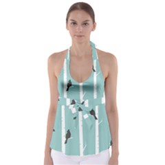 Birds Trees Birch Birch Trees Babydoll Tankini Top