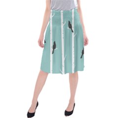 Birds Trees Birch Birch Trees Midi Beach Skirt