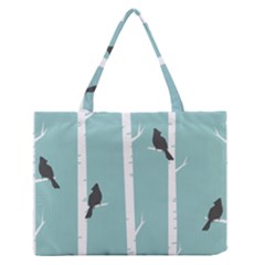 Birds Trees Birch Birch Trees Medium Zipper Tote Bag