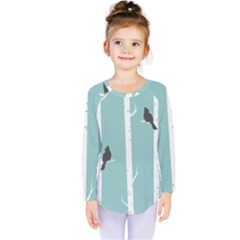 Birds Trees Birch Birch Trees Kids  Long Sleeve Tee