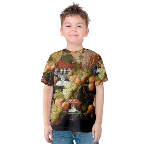 Abundance Of Fruit Severin Roesen Kids  Cotton Tee by Amaryn4rt