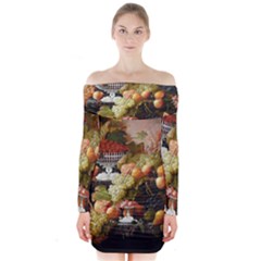 Abundance Of Fruit Severin Roesen Long Sleeve Off Shoulder Dress