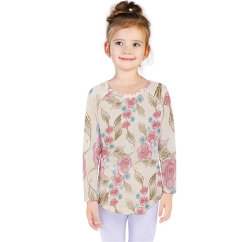 Background Page Template Floral Kids  Long Sleeve Tee by Amaryn4rt