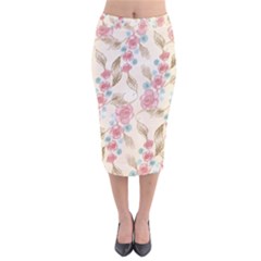 Background Page Template Floral Velvet Midi Pencil Skirt