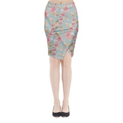 Background Page Template Floral Midi Wrap Pencil Skirt