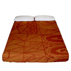 Burnt Amber Orange Brown Abstract Fitted Sheet (king Size)