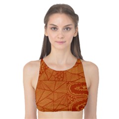 Burnt Amber Orange Brown Abstract Tank Bikini Top by Amaryn4rt