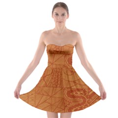 Burnt Amber Orange Brown Abstract Strapless Bra Top Dress by Amaryn4rt