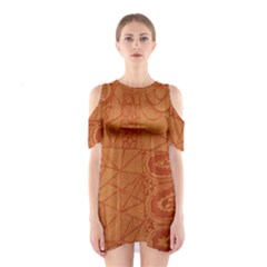 Burnt Amber Orange Brown Abstract Shoulder Cutout One Piece by Amaryn4rt