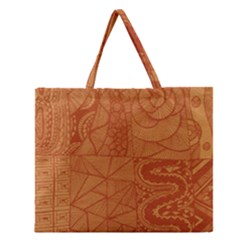 Burnt Amber Orange Brown Abstract Zipper Large Tote Bag