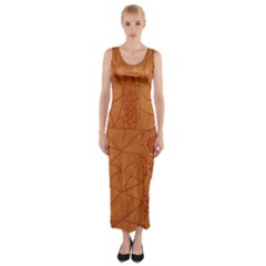 Burnt Amber Orange Brown Abstract Fitted Maxi Dress by Amaryn4rt