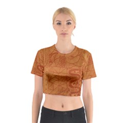 Burnt Amber Orange Brown Abstract Cotton Crop Top by Amaryn4rt