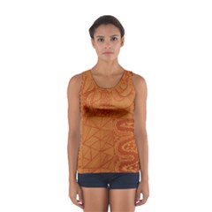 Burnt Amber Orange Brown Abstract Women s Sport Tank Top  by Amaryn4rt