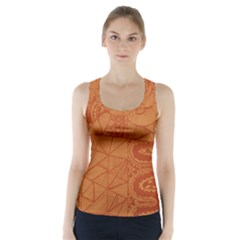 Burnt Amber Orange Brown Abstract Racer Back Sports Top