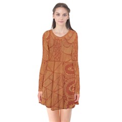 Burnt Amber Orange Brown Abstract Flare Dress by Amaryn4rt