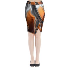 Fractal Structure Mathematics Midi Wrap Pencil Skirt