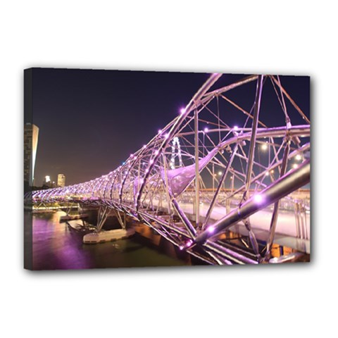 Helixbridge Bridge Lights Night Canvas 18  X 12  by Amaryn4rt