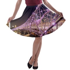 Helixbridge Bridge Lights Night A-line Skater Skirt by Amaryn4rt