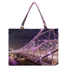 Helixbridge Bridge Lights Night Medium Zipper Tote Bag