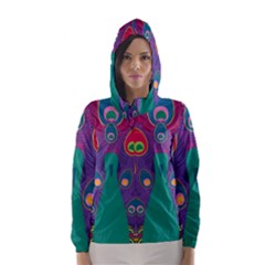 Peacock Bird Animal Feathers Hooded Wind Breaker (women) by Amaryn4rt